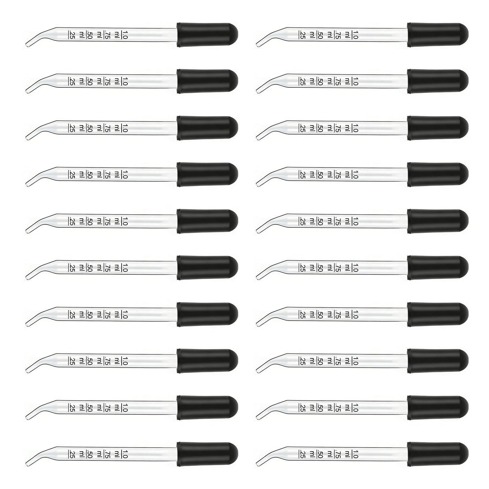 Qusinfc 20Pcs Laboratory Glass Liquid Dropper 1ML Glass Graduated Pipettes for Transfering Candy Oil Resin Craft Lab Dropper Droppers School Lab