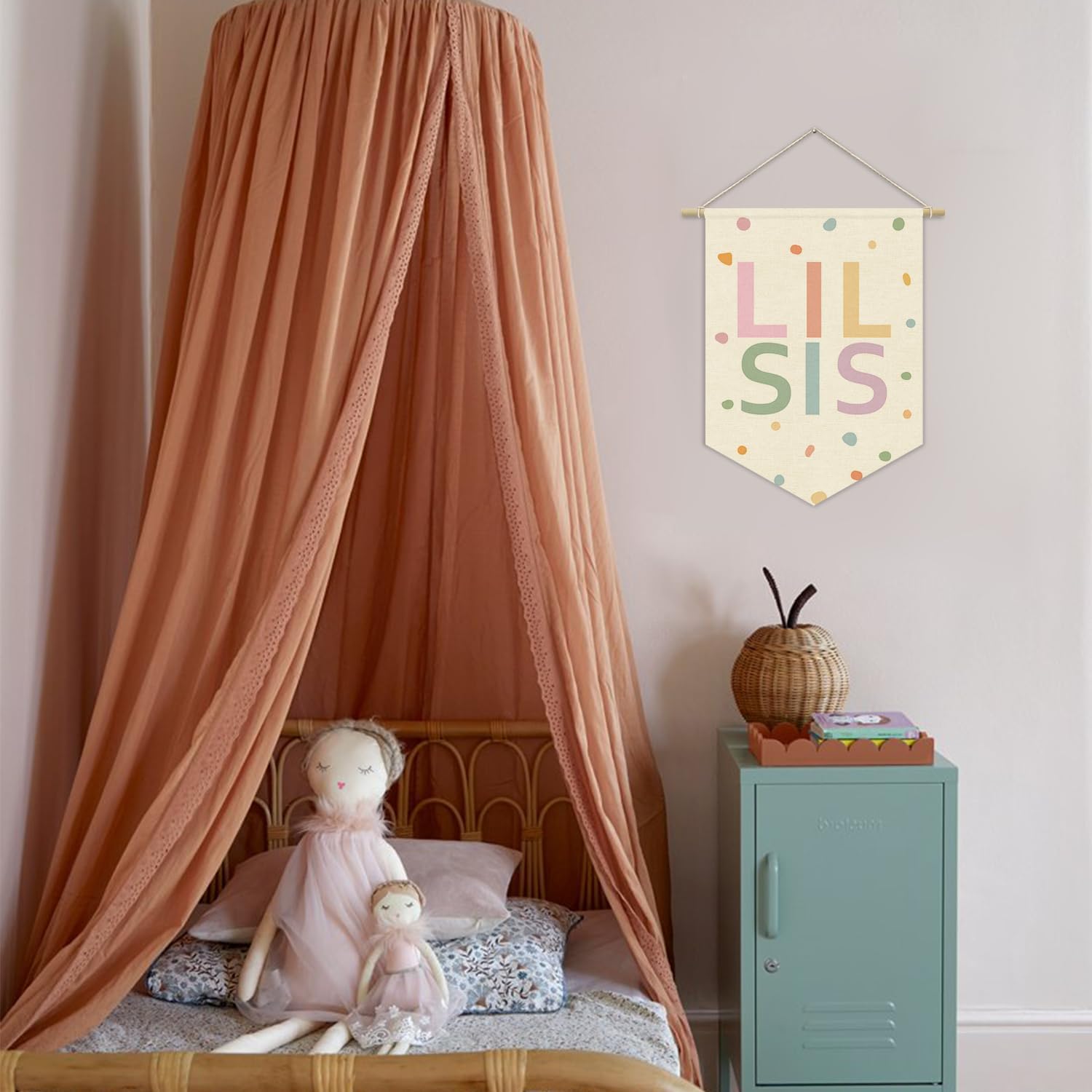 Little Sisters Canvas Banner Pink Girl Nursery Decor ,Sisters Bedroom Playroom Wall Art Decorations,Boho Twin Room Sign,Lil Sis Big Sis,Two Baby Kids Room Sibling Wall Hanging Pennant Flag Banner image 5