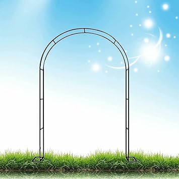 Heavy Duty Metal Garden Arch for Climbing Plants, Flower Stand, Outdoor Garden Decor, Black & Green, 8ft W x 7ft H, Perfect for Trellises & Vines/