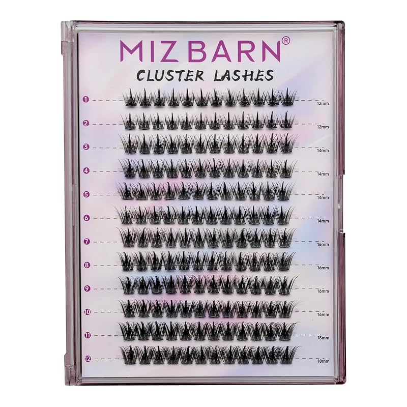 Cílios postiços individuais em tufos Miz Barn, kit com 120 unidades, faixa fina, modelo DIY03