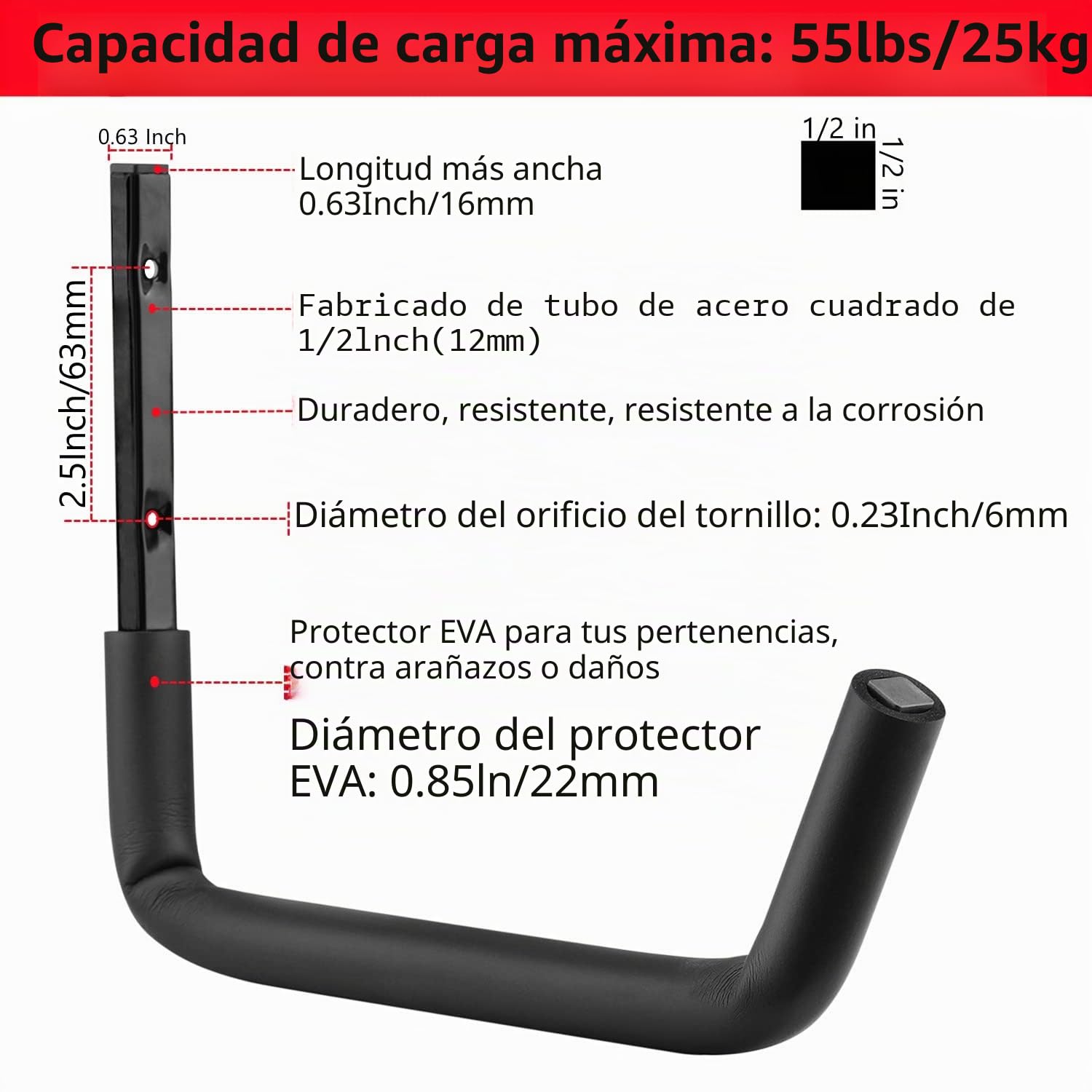 Ganchos para escaleras de garaje con brazo jumbo de 12 pulgadas, paquete de 8 perchas resistentes para montar en la pared, organizador para bicicletas, sillas plegables