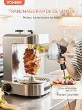 FOHERE Electric Kebab Slicer, 80W Shawarma Slicer with 2 Blades, 0-8mm Thickness Adjustable Blade Machine, for Turkish Kebab and Lamb, Restaurant, Snack-Bar - 2