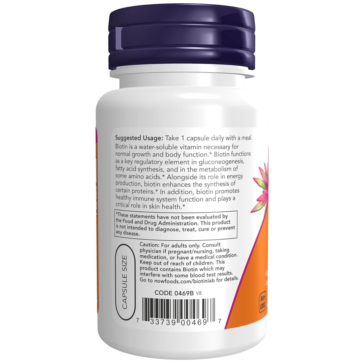NOW Supplements, Biotin 1,000 mcg, Amino Acid Metabolism*, Energy Production*, 100 Capsules