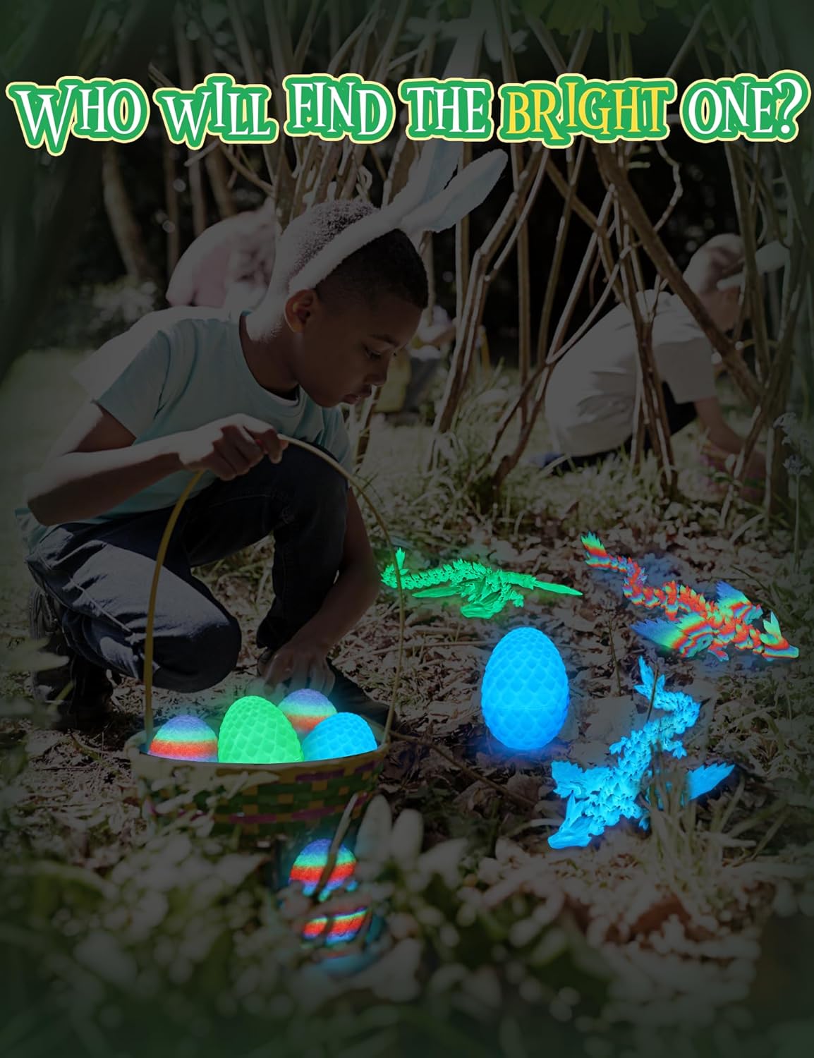 Cessfle Prefilled Easter Eggs with 3D Printed Dragon with Wings Inside, 8" 3D Articulated Crystal Winged Dragon Egg, Easter Basket Stuffers for Boys Kids Teen 4-6 5-7 8-12 (Luminous Blue) - Image 4