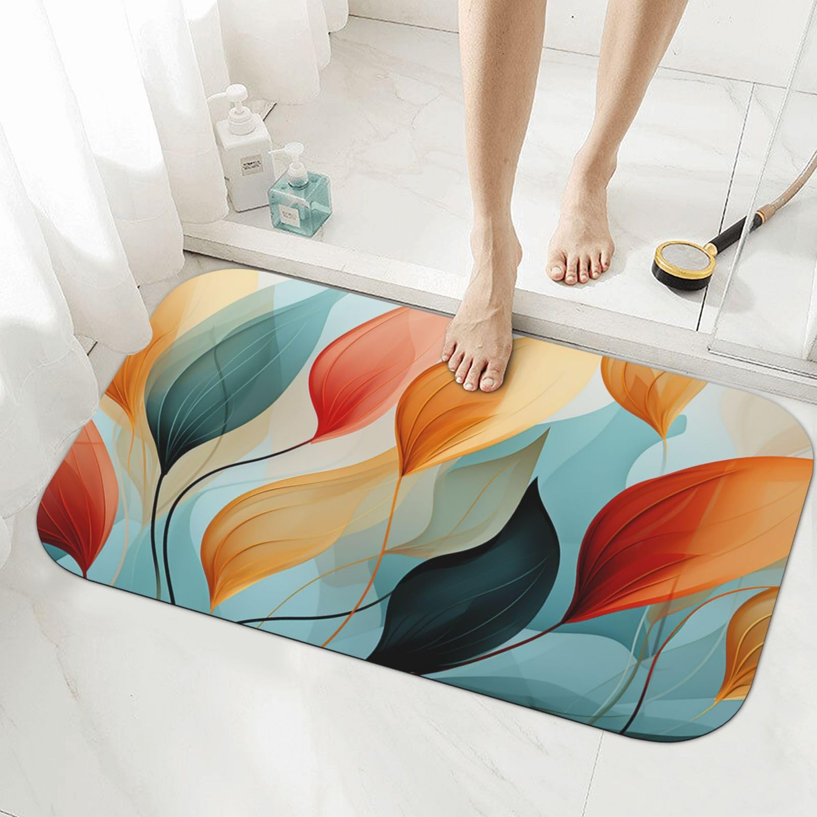 Tapis de bain en pierre du milieu du siècle pour une salle de bain moderne chic