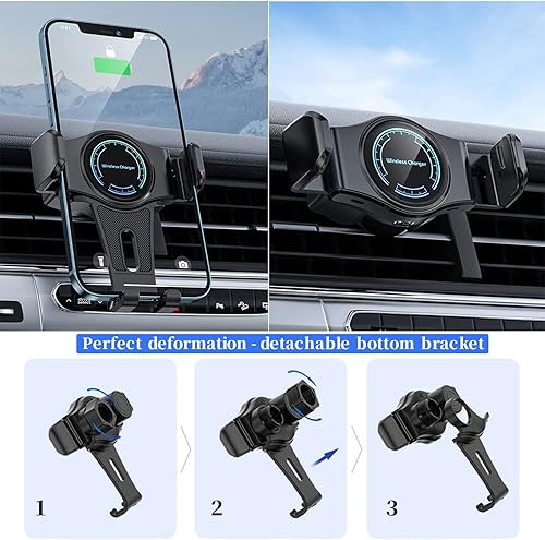 Miniatura 4 de Soporte inalámbrico para cargador de automóvil, soporte de teléfono de auto de carga rápida Qi de 15 W, soporte para teléfono de automóvil,