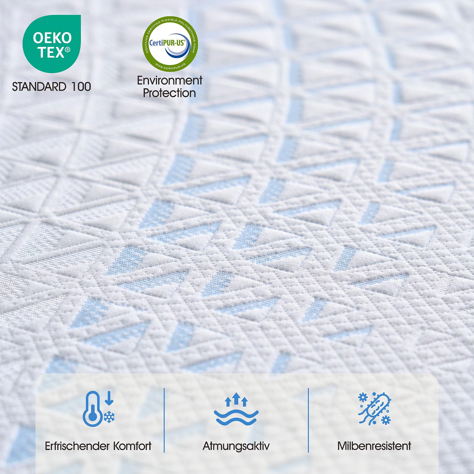 Topper 90x200cm H5/H6 Hart aus 7cm – 3D Tencel-Bezug, Gel & Bambuskohle-Memory-Schaum, 7-Zonen Rückenunterstützung, Waschbar, Hygienisch, für Boxspringbett & Schlafsofa, Oeko-TEX & CertiPUR-US