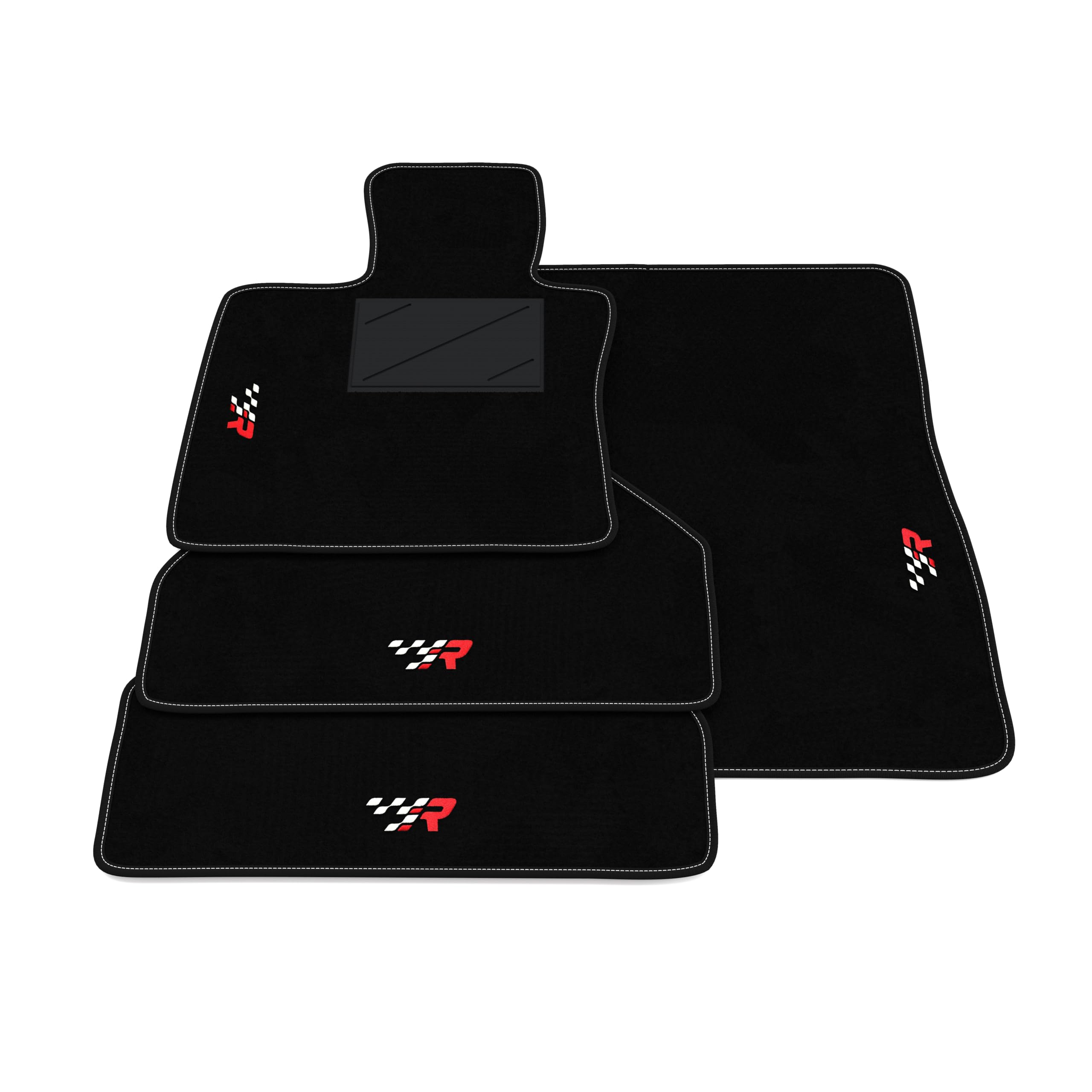 Set de Tapis de Voiture compatibles avec BMW X6 E71 2008-2014 | Tapis sur Mesure en Moquette, Broderie R Racing, sur Mesure
