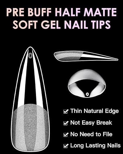 Miniatura 2 de Puntas de uñas de gel suave, estilo stiletto, 120 puntas de extensión de uñas de gel de cobertura completa, puntas de uñas de gel medio mate BORNBYME