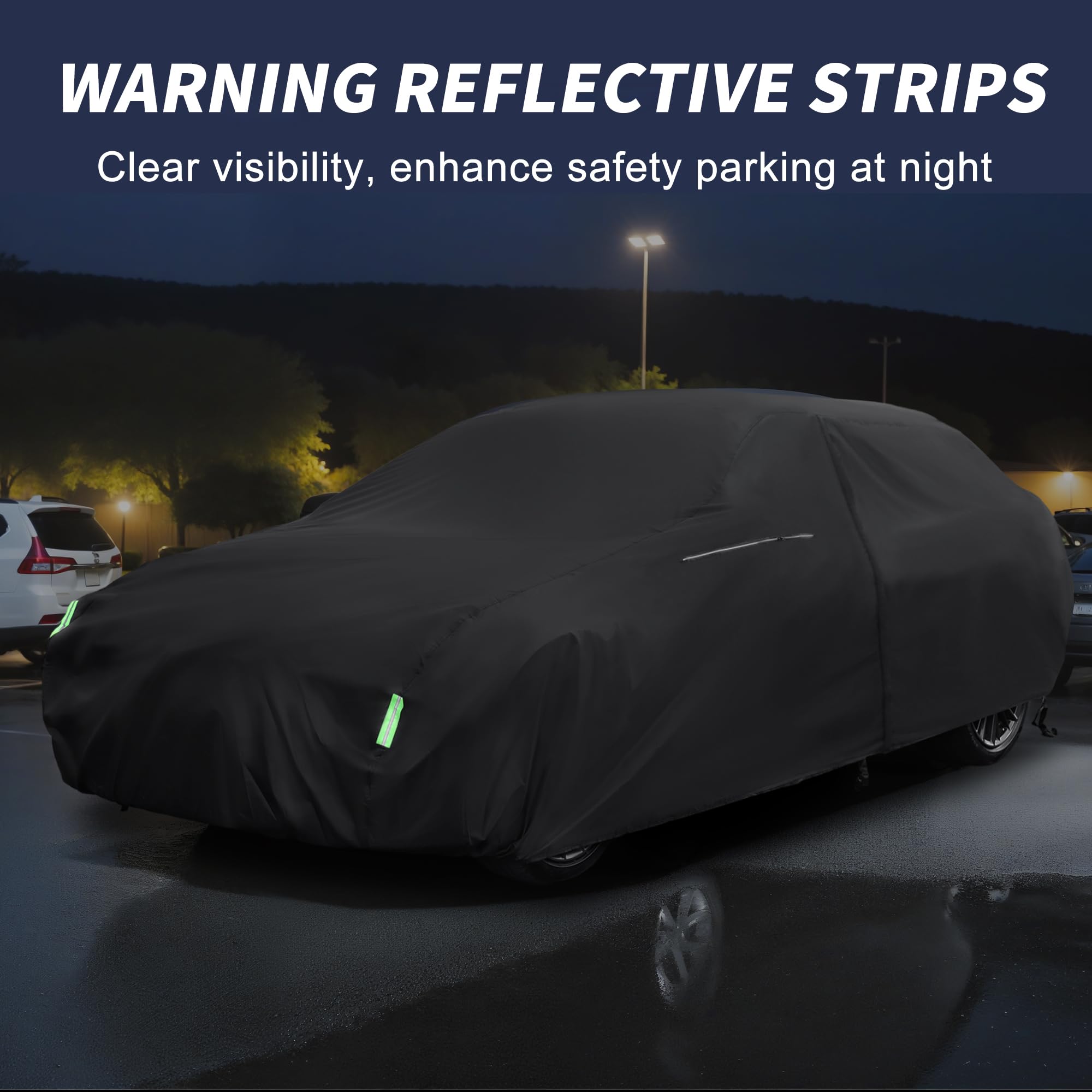 X AUTOHAUX Waterproof Sedan Car Cover for 178-186 Inch Sedans - All-Weather Protection Anti-UV Windproof Left Side Zipper — view 5