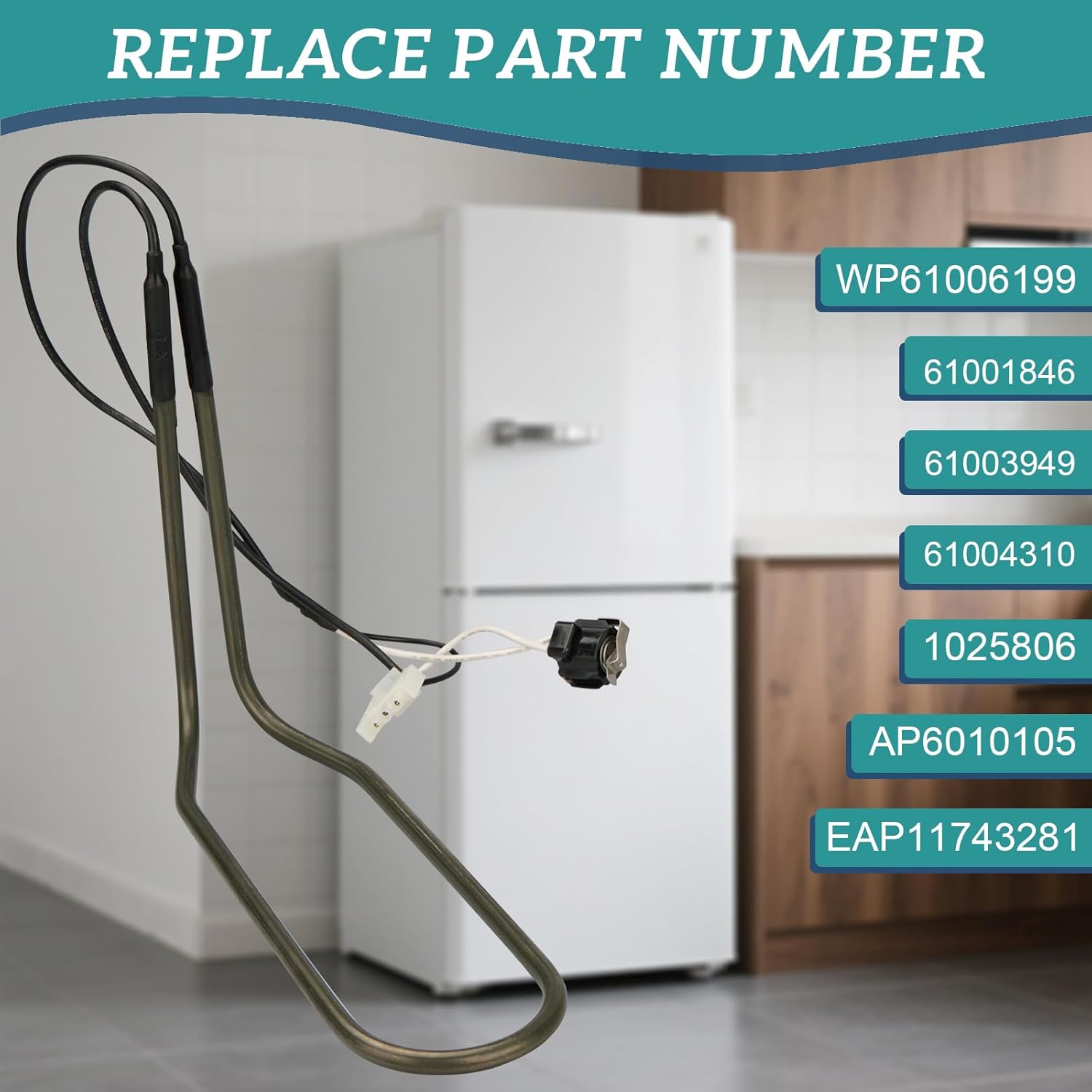 Upgraded 61006199 Refrigerator Defrost Heater with Thermostat, Compatible with Whirlpool Maytag Refrigerators
