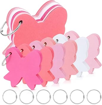 300 Pcs Pink Bow Index Cards with Rings, 3x3 Inch Cardstock