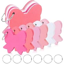 300 Pcs Pink Bow Index Cards with Rings, 3 x 3 Inch Blank Cardstock Note Cards, Punched Study Cute Flash Card for Students, School Supplies, Classroom Learning, Teacher Essentials
