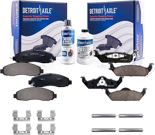 Miniatura 84 de Detroit Axle - Kit de freno para pastillas de freno de cerámica Ford Mustang Base GT 2000 2001 2002 2003 con repuesto de hardware delantero y trasero