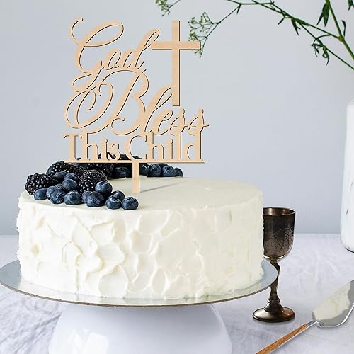 Miniatura 3 de Decoración para pastel de bautismo con texto en inglés "God Bless This Child" (diseño 002)