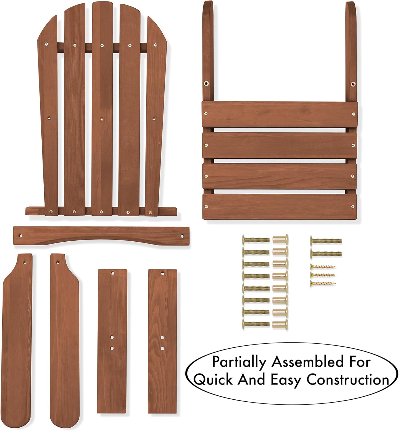 Casafield Children's Adirondack Chair, Cedar Wood Outdoor Kid's Chairs for Patio, Deck, Lawn and Garden, Partially Pre-Assembled - Espresso