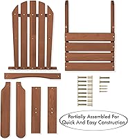 Vista 7 de Casafield Silla Adirondack para niños, sillas de madera de cedro para exteriores, para patio, terraza, césped y jardín, parcialmente premontada