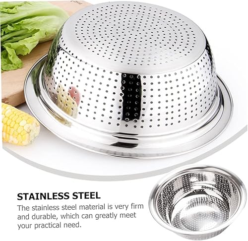 Miniatura 3 de Housoutil Colador de alimentos de acero inoxidable para lavado de arroz, colador de malla, colador de bayas, cesta de lavado de verduras, cuenco de