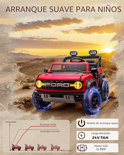 Miniatura 8 de First Ride On - Ford Bronco Raptor - Vehículo infantil eléctrico de 2 puestos, unisex, con control remoto, de 24 V, con suspensión de 4 ruedas,