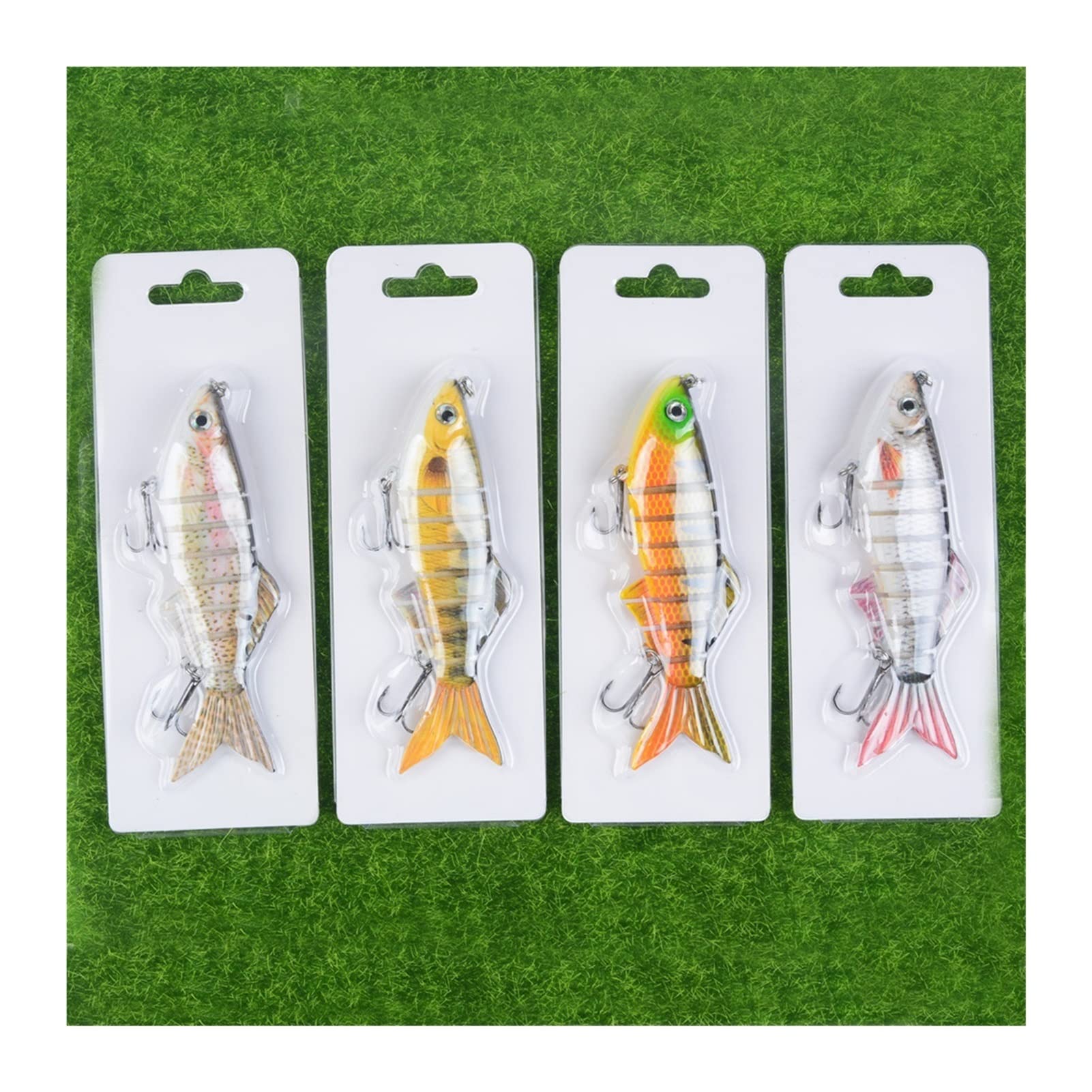 5 Stück 11cm 22,5 g Barsch-Angelköder 8 segmentierte mehrgelenkige Swimbaits mit Diskanthaken Sinkender bionischer Harter Köder für Forelle Barsch Karpfen