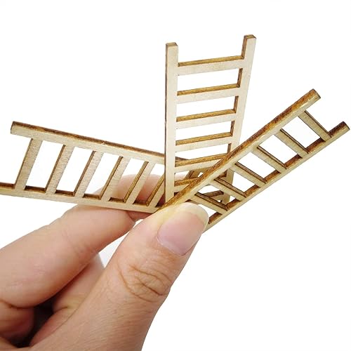 Miniatura 6 de HONBAY 20 mini escaleras de madera accesorios de jardín de hadas para decoración de casa de muñecas