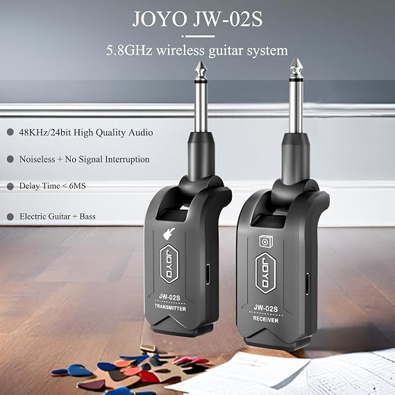 JOYO 5.8 GHz جهاز استقبال الارسال الغيتار اللاسلكي مع صندوق الشحن (JW-06) حزم مع JOYO 5.8 GHz نظام الغيتار اللاسلكي (JW-02 S)