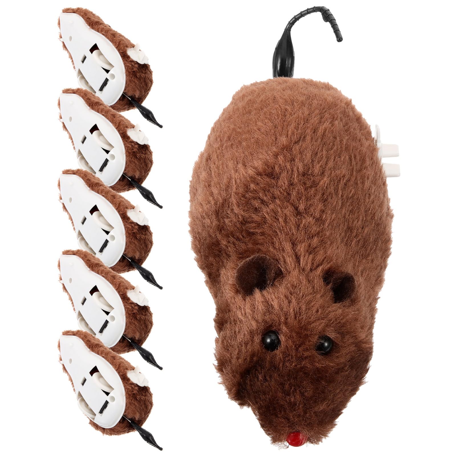 HOLIDYOYO 6Pcs Wind Up Plush Mouse Interactive Clockwork Rat Tease Cat Random Color for Indoor Play Halloween Pranks Keeps Cats Active and Engaged