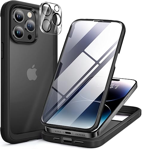 Miracase Glass Series - Funda para iPhone 14 Pro de 6.1 pulgadas, 2023 funda transparente de cuerpo completo con protector de pantalla de vidrio