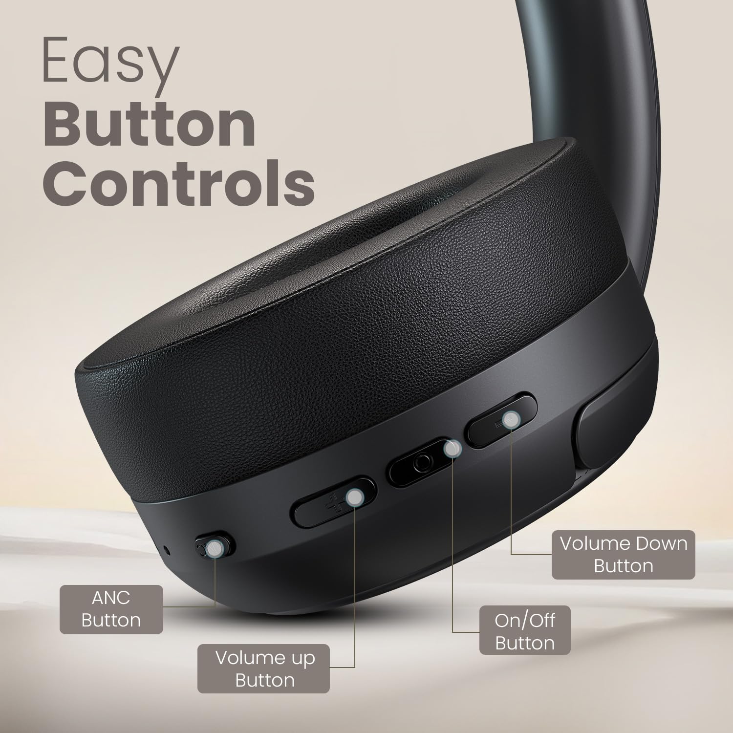 Portronics Muffs M8 Wireless Over-Ear Bluetooth Headphones with Active Noise Cancellation, 50H Battery Life, and Mic for Calls headphones thumbnail 9