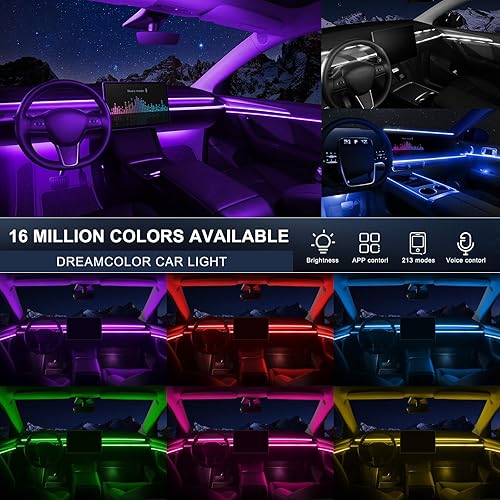 Miniatura 10 de 2 cables de extensión de tira de luz LED de acrílico RGB para interiores de automóvil, que se adapta al controlador principal RGB se conecta y kit