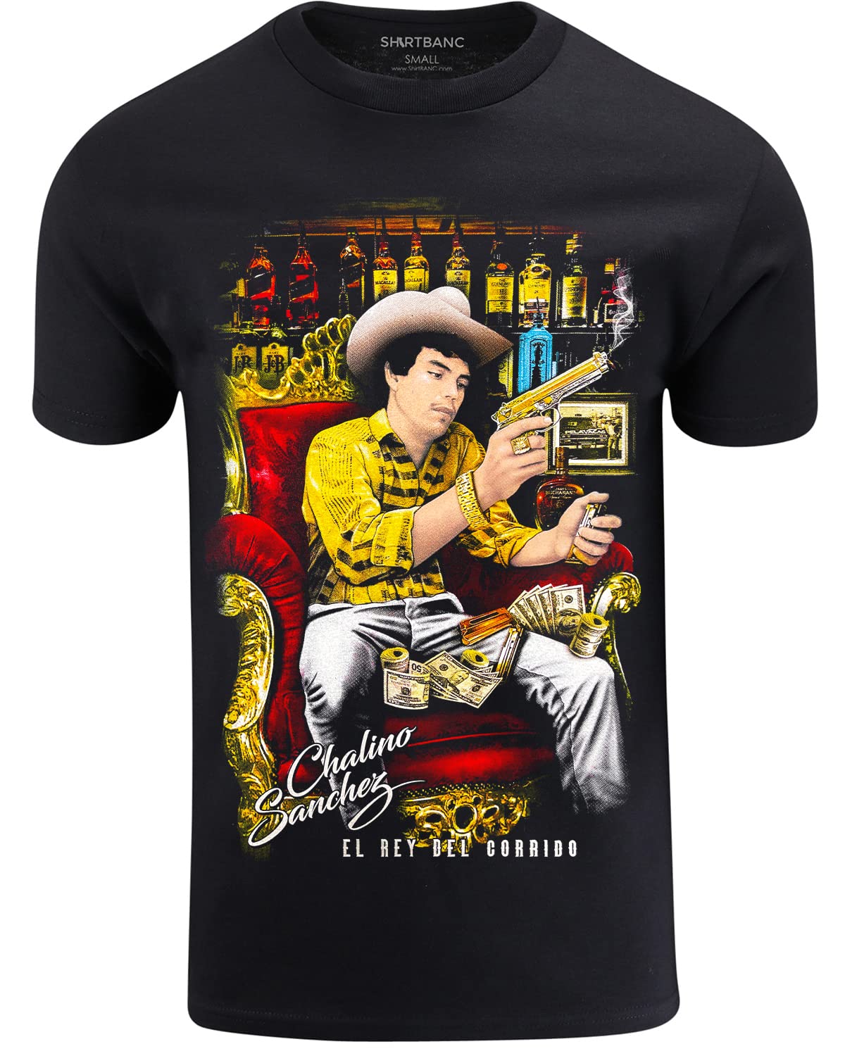 ShirtBANC Chalino El Rey Del Corrido Mens Shirt Tribute Gold Money Tee