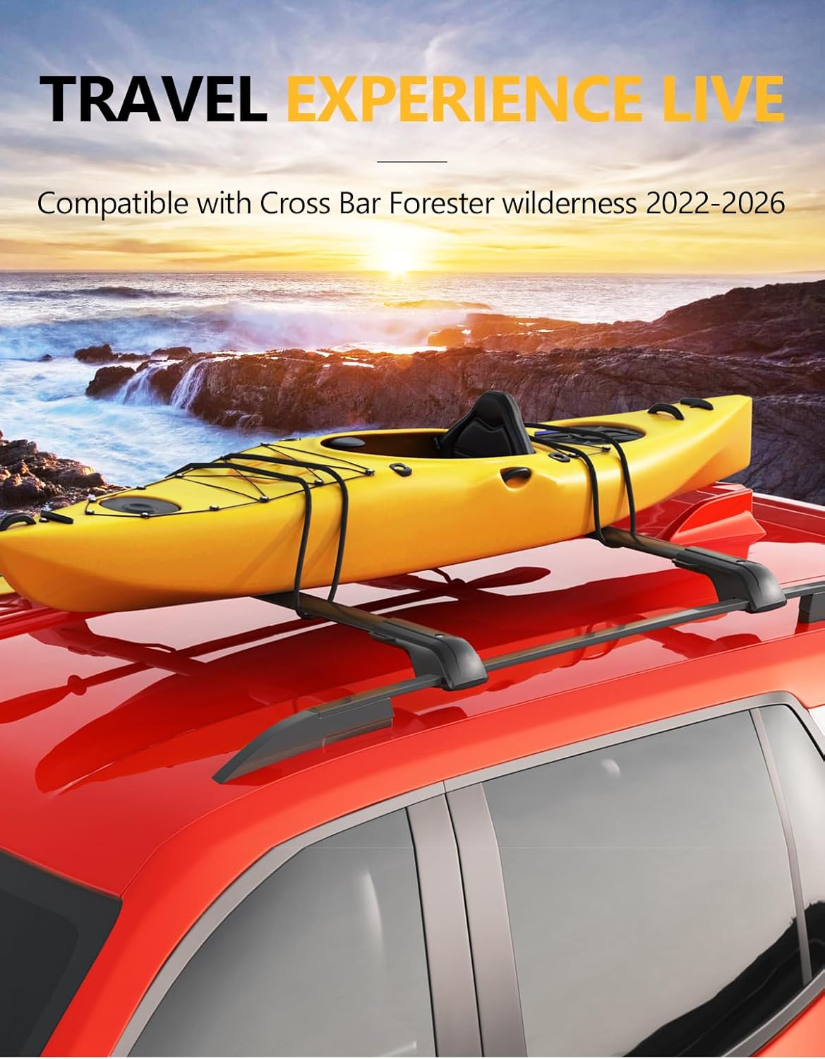 Tuyoung 330lbs Lockable Roof Rack Cross Bars Compatible with Subaru Forester Wilderness 2022-2025 with Raised Side Rails, All Aluminum Heavy Duty Roof Crossbars Rooftop Luggage Racks Carrier