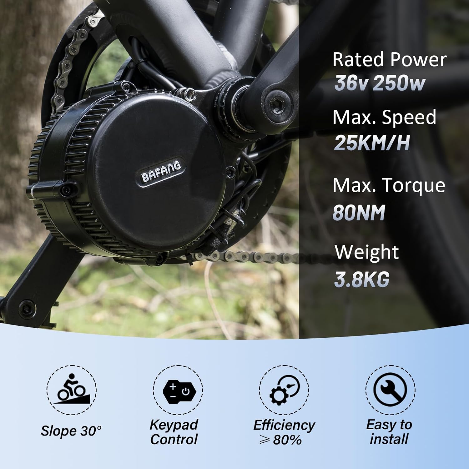 BAFANG 36V/48V 250W/500W/750W/1000W UART Version Mid Drive Kits, BBS01B BBS02B BBSHD for 68mm Bottom Bracket(No Other Accessories, Such as displays, cranksets, Brake levers, or Throttle Grips.)
