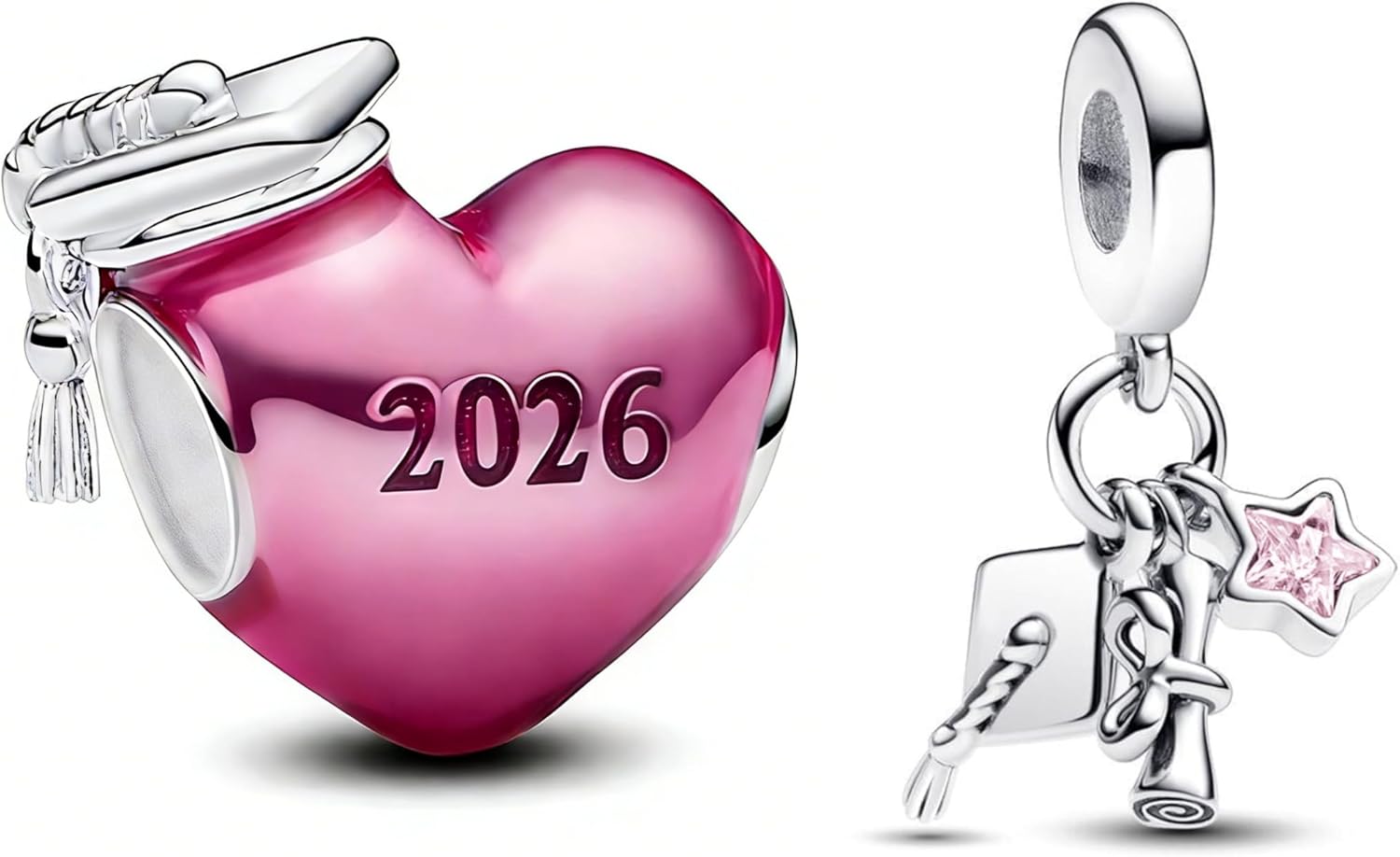 Heart Graduation 2026 Charms for Bracelets and Necklaces Bead Charm for Women