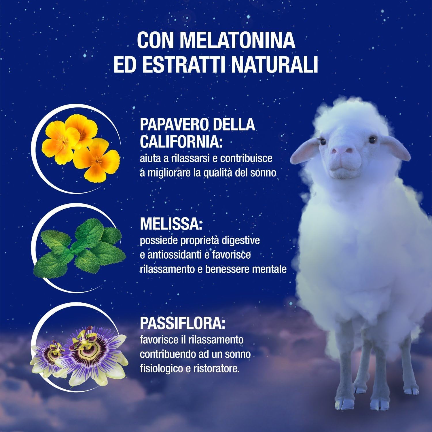 Novanight Tripla Azione Melatonina per Dormire, Integratori per Dormire, Disturbi del Sonno - Senza Glutine, con Melatonina, Escolzia, Passiflora, Melissa, Non Induce Dipendenza (30 Compresse)