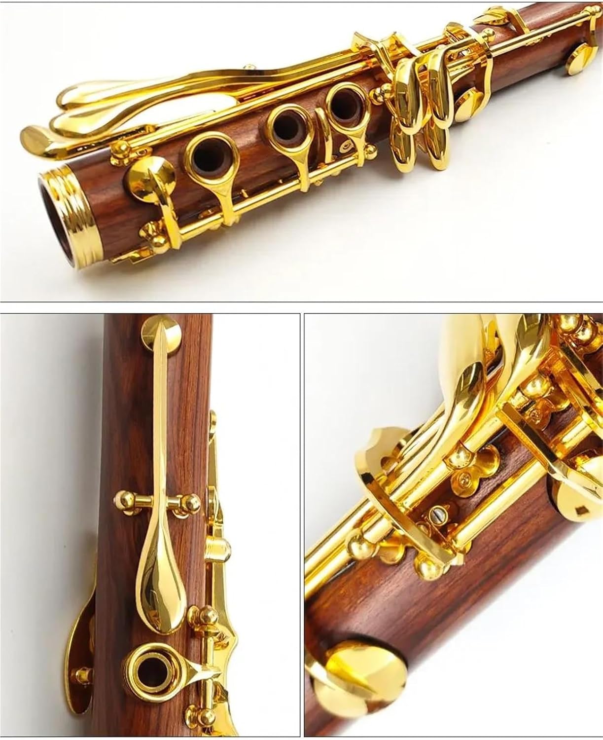 Rosewood Professional Clarinet Bb Gold Plated 17 Keys Clarinet