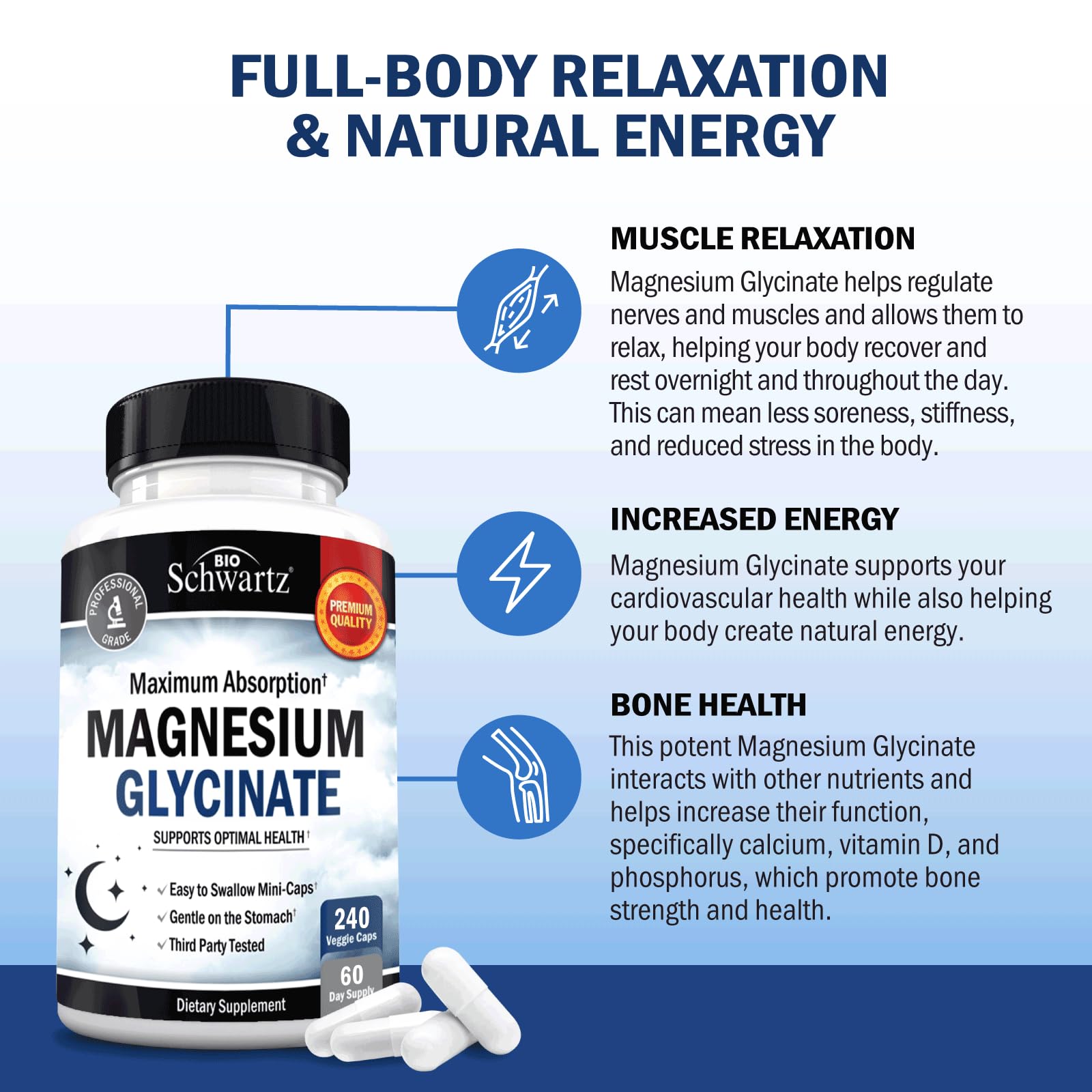 BioSchwartz Magnesium Glycinate 500mg Capsules (240 Mini Caps) — Amazon image 4