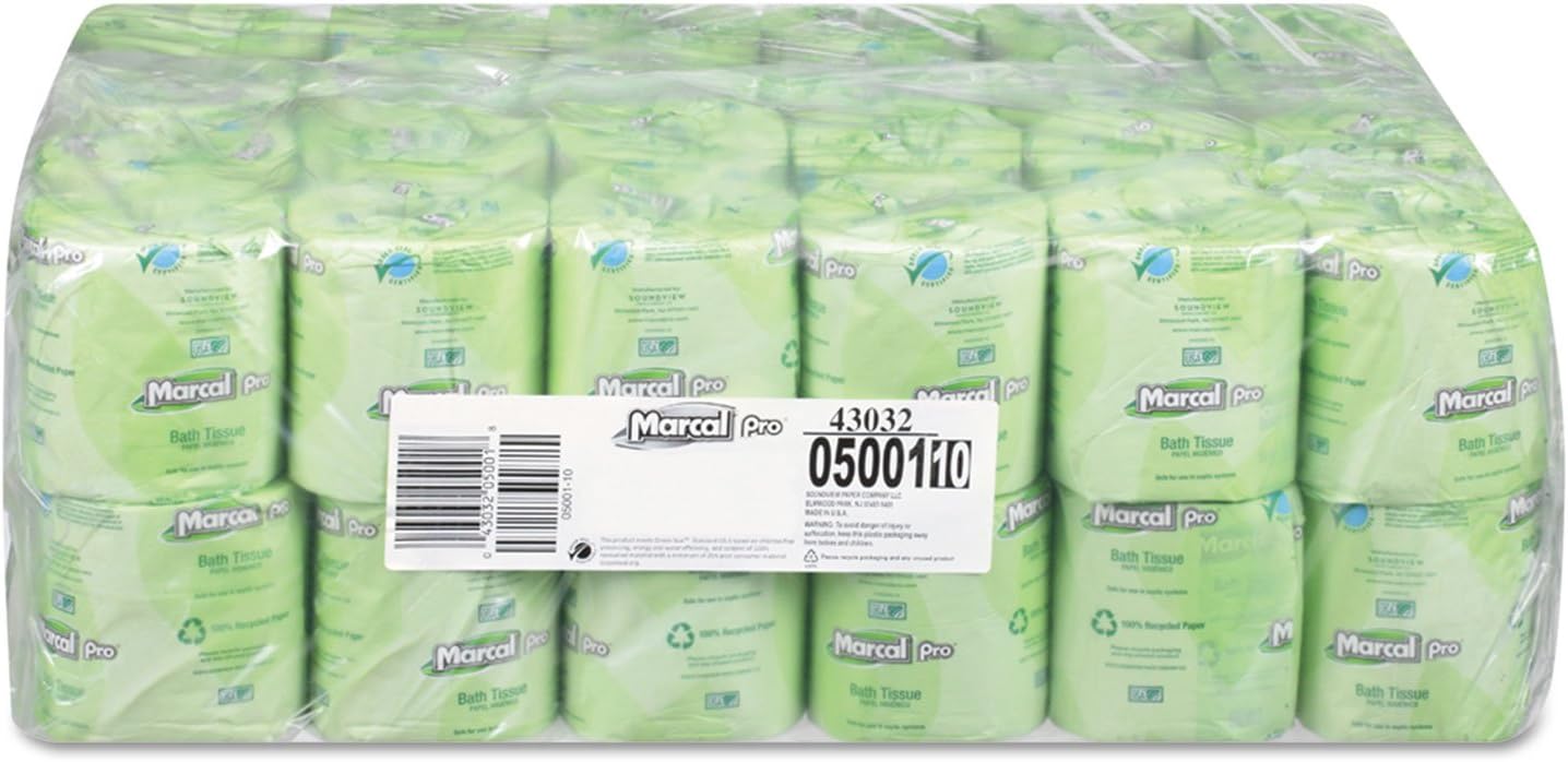 Marcal PRO MAC 5001 2-Ply Septic Safe 100 Percent Recycled Bath Tissue - White (48/Carton)