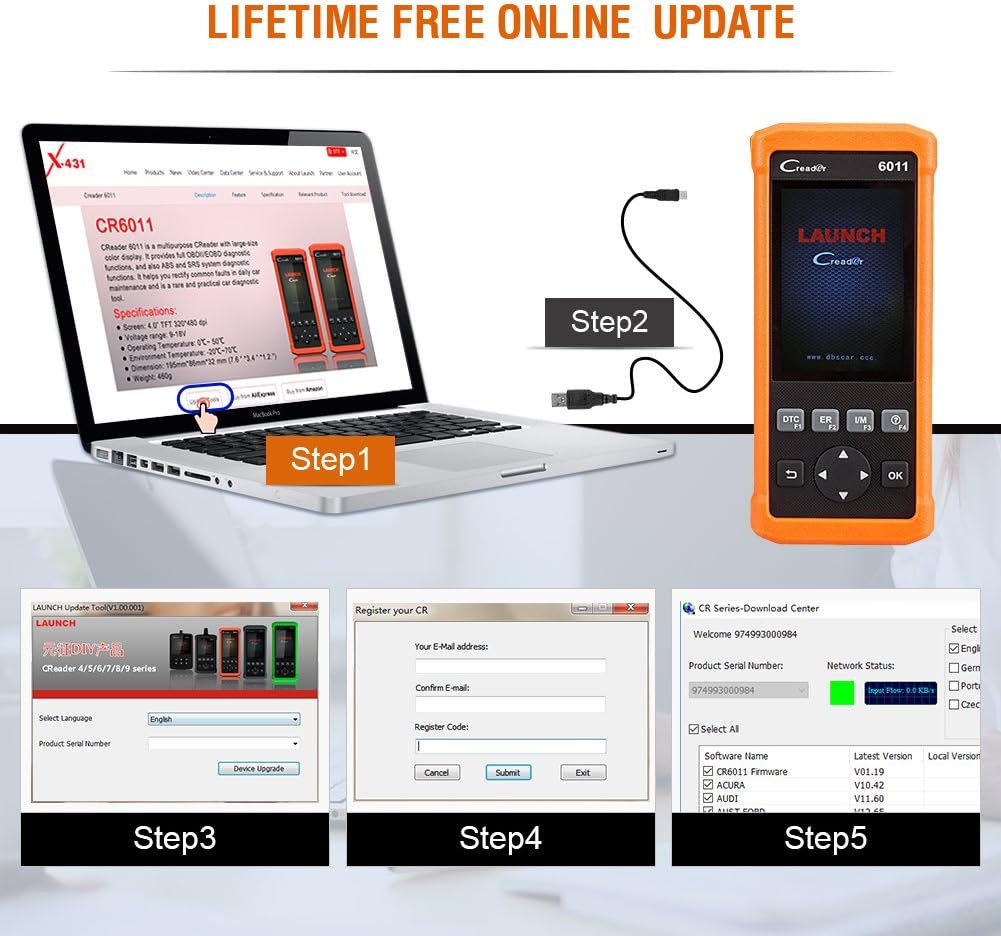 Step-by-step guide for updating the Launch Creader 6011 software online