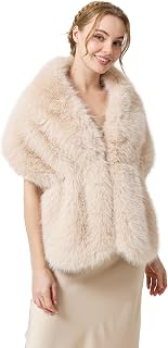 PFARRER Faux Fur Shawl Wrap, Elegant Evening Stole Scarf for Women, 63x14 | Plush Soft Fluffy, Lightweight Velvet Warm, Dressy Formal Party Wedding, 3 Timeless Hues, Gift Travel Accessory