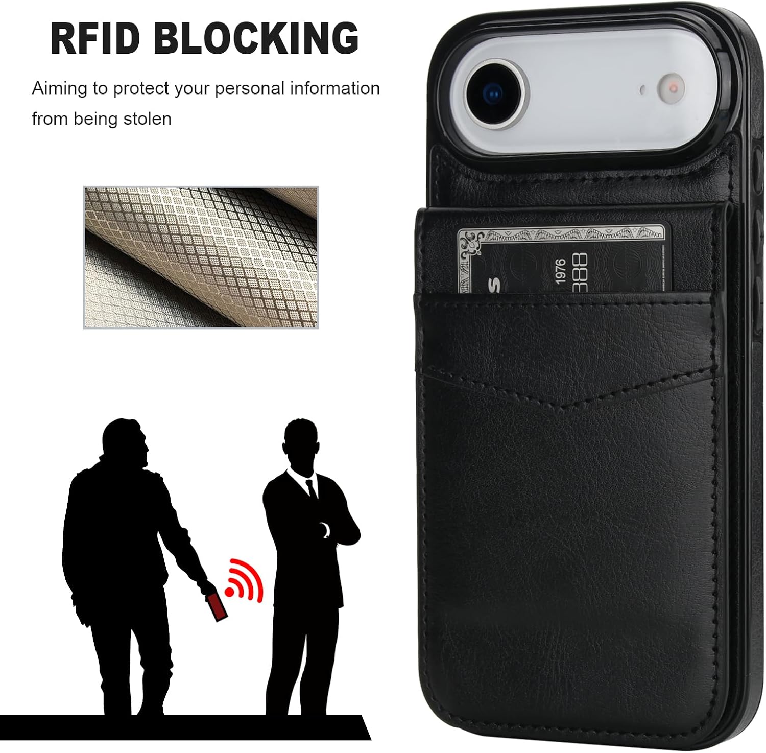 KIHUWEY for iPhone 17 Air Case Wallet Compatible with MagSafe Wireless Charging, Credit Card Holder, RFID Flip Leather Magnetic Clasp Kickstand Heavy Duty Protective Cover 6.5 Inch (Black)