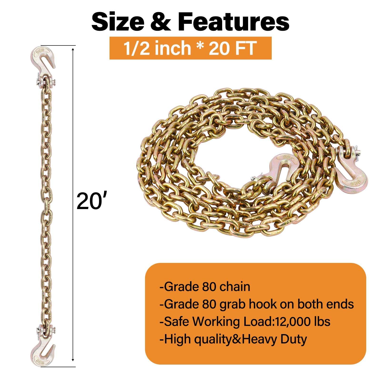 G80 Chain - 20ft Heavy Duty Towing Chain -3