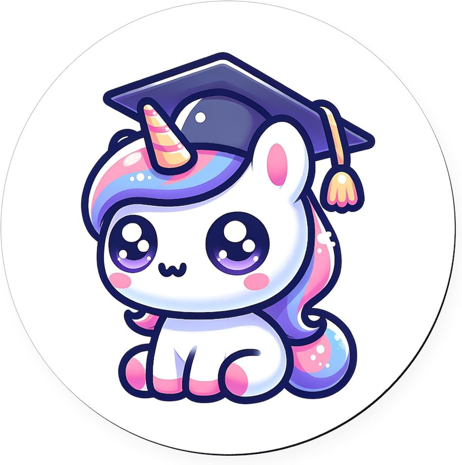 CafePress Unicorn Graduate Cute School 5.5" Round Car Magnet Magnetic Bumper Display