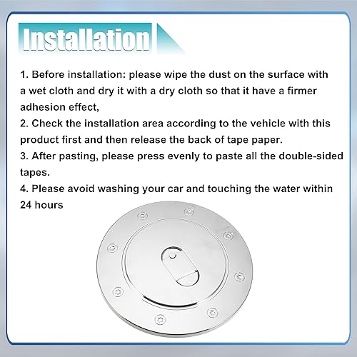 Miniatura 7 de X AUTOHAUX Tapa de llenado de depósito de combustible cromada para Toyota Tundra 2007-2019, cubierta de llenado de puerta de gas adhesiva, tono