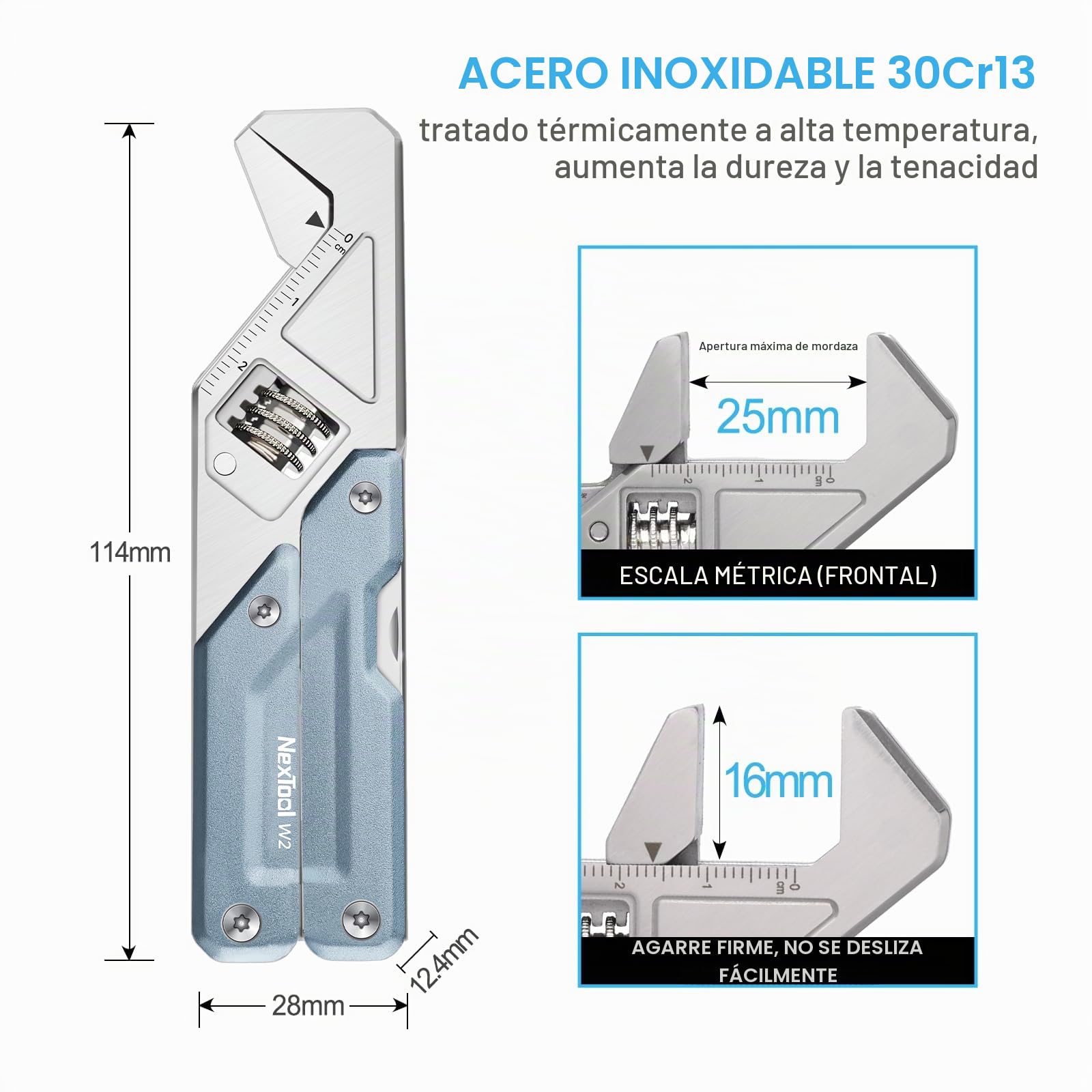 NexTool Multiherramienta W2, herramienta multiusos 8 en 1 con llave ajustable, alicates multiusos, navaja, destornillador y lima, multiherramienta con juego de 9 puntas en 1 y funda de nylon