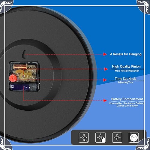 Miniatura 3 de Reloj de pared con pilas, 10 pulgadas, silencioso, sin tictac, reloj de pared moderno de cuarzo, fácil de leer para sala de estar, hogar,