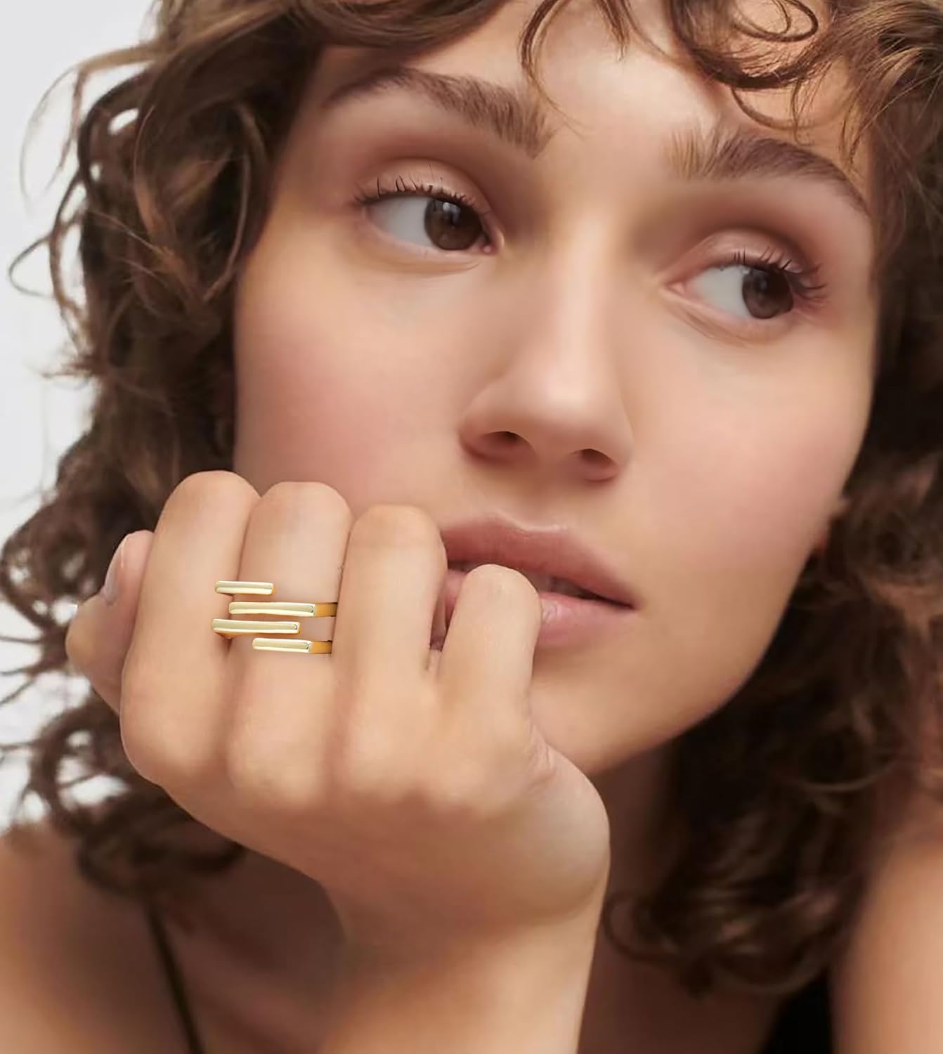 Gold and Silver Rings for Women, Fashion Gold Plated Chunky Statement Ring Band Dome Mask Design Cocktail Costume Jewelry for Her - Image 4