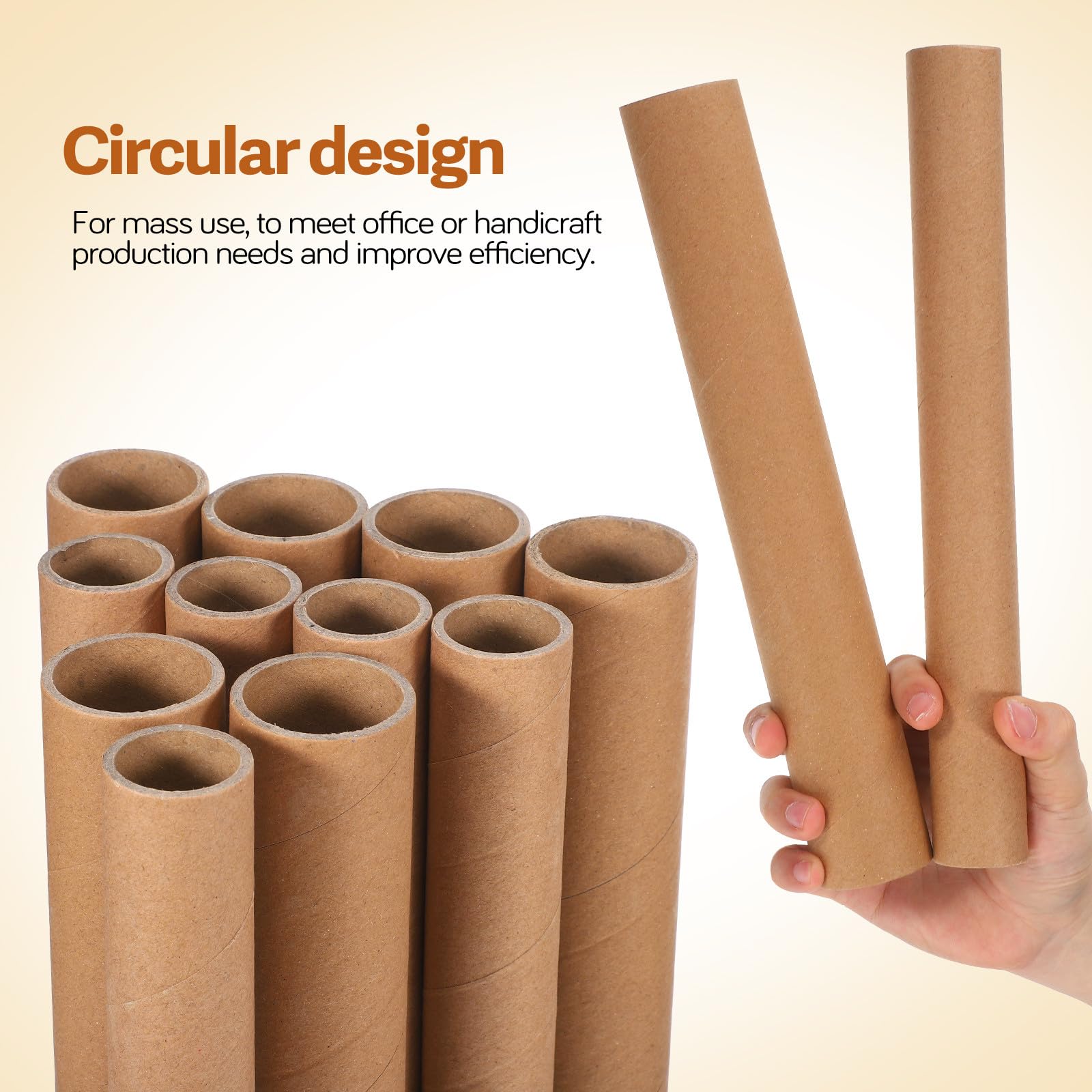 VALICLUD 20 Pièces Tube D'expédition Rond en Papier Kraft Beige, Design Empilable et Gain de Place pour Besoins D'emballage et Organisation Bureau