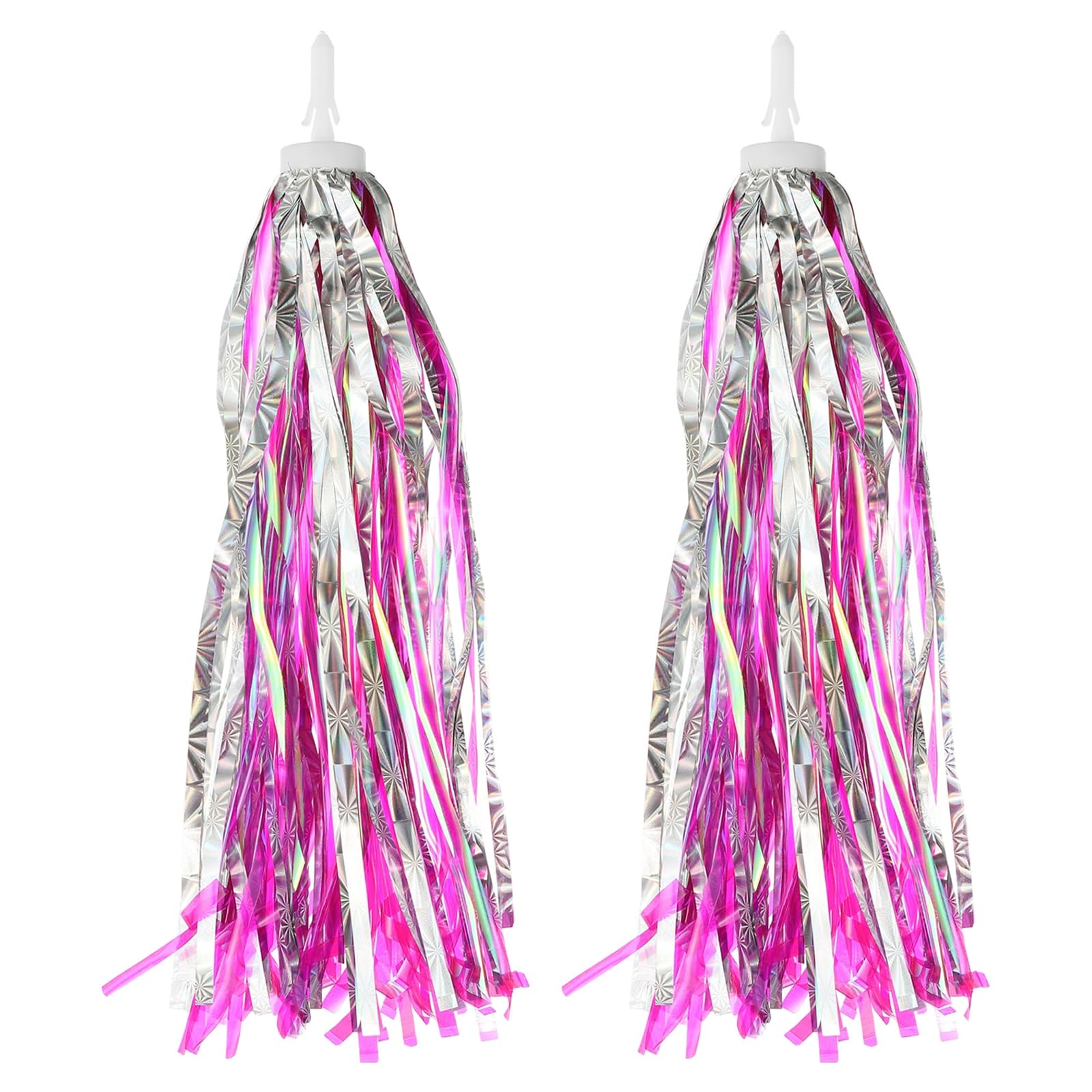 YELARXI Bike Streamers, Bike Tassel Handlebar Streamers Colorful - Fitting for (Bicycle Tricycle Grips - Scooter Accessories - Decorations - Girls) 1 Pair & 10.6 Inch & Rose Gold Silver