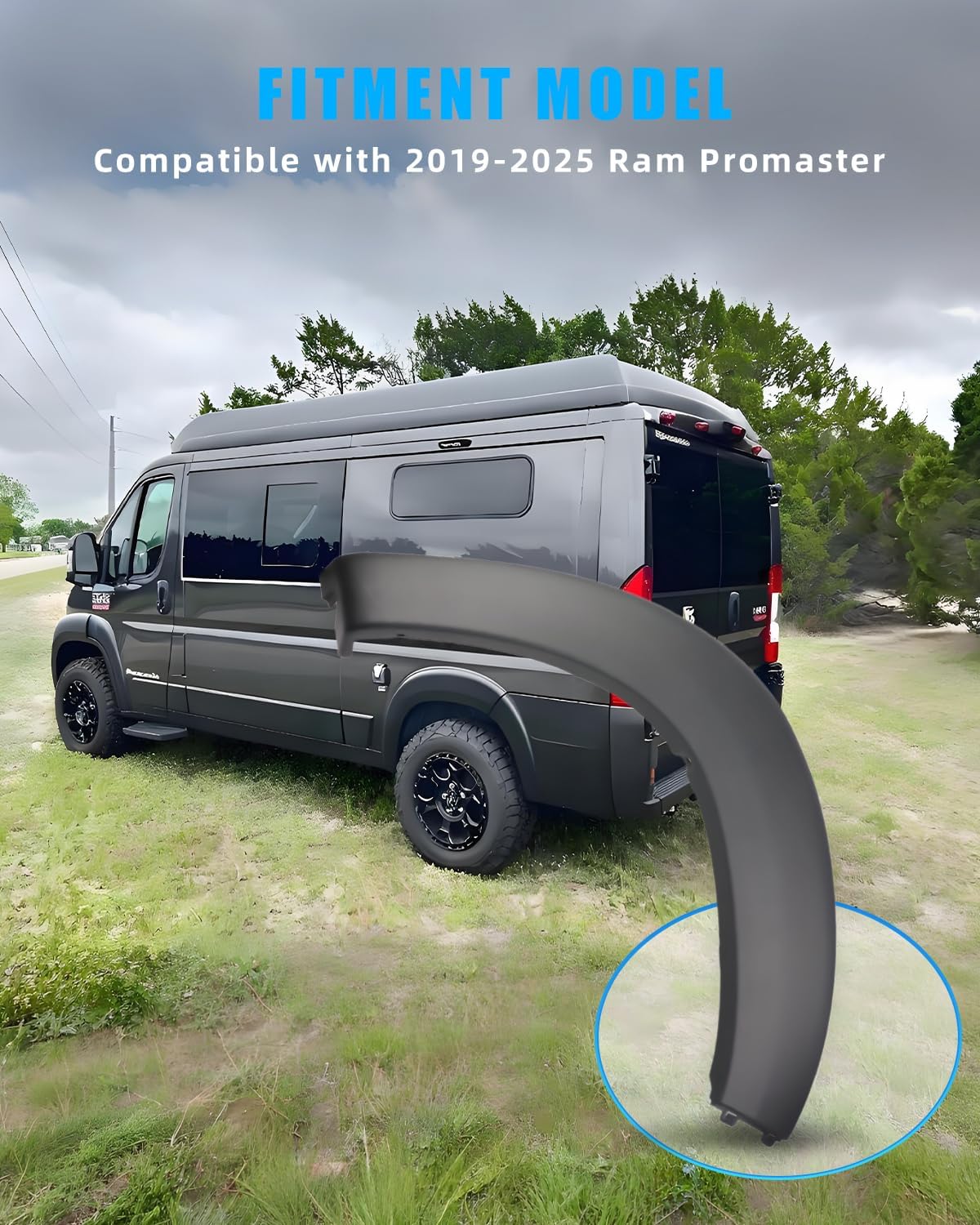 Rear Left Driver Side Door Fender Flare Molding Trim, Wheel Arch Panel Cover for 2019-2025 Ram Promaster, [Durable & Sturdy] Wheel Fender Trim Molding, 1 PC